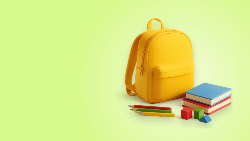 Детский рюкзак, учебники и цветные карандаши, школы и детские сады в Египте