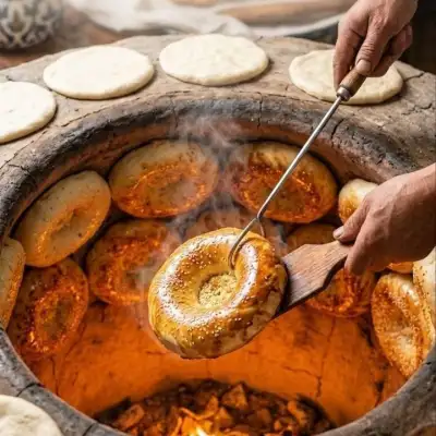 Лепёшки и самса из пекарни