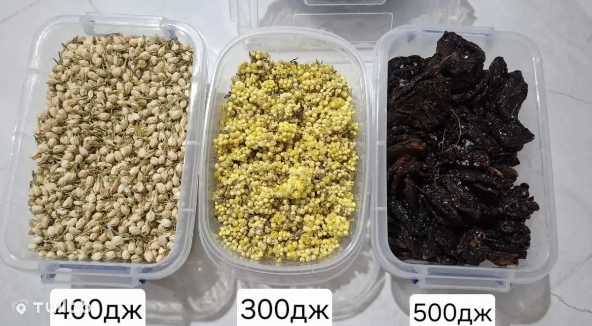Көк чай, кургатылган помидор жана кургатылган гүлдөр