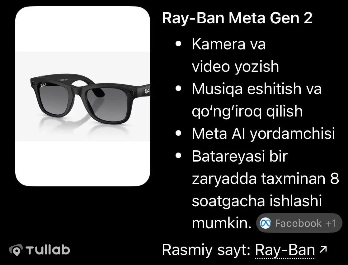 Ray-Ban Meta 2 gen koʻzoynagi, 32 GB